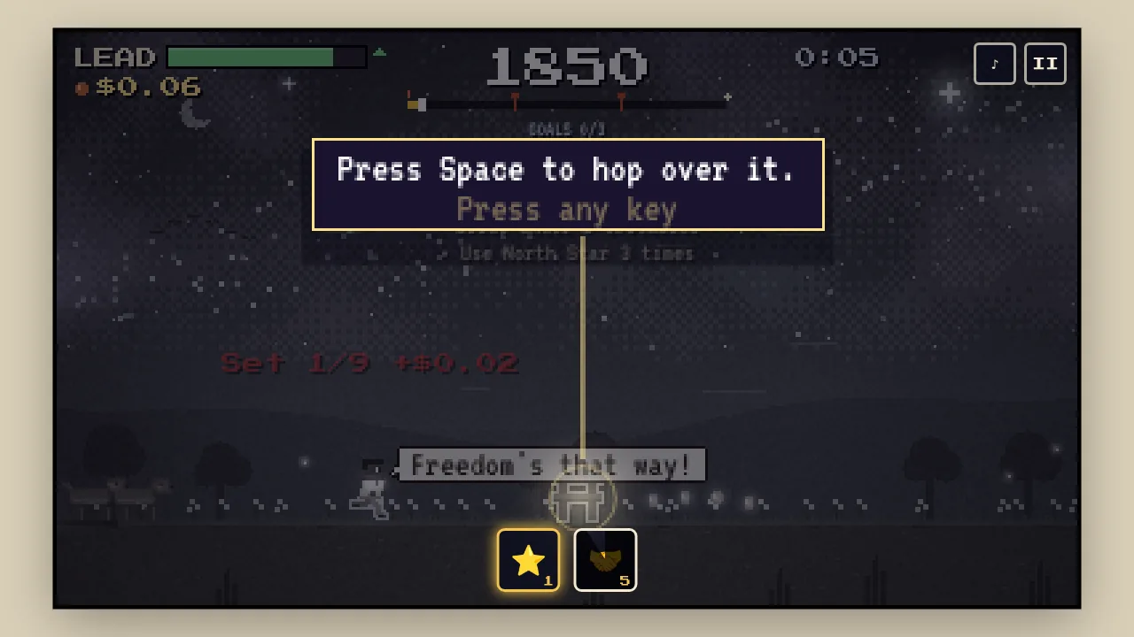 The Long Run gameplay with a runner hopping obstacles